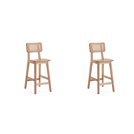 Manhattan Comfort Versailles Counter Stool in Nature Cane, Set of 2 2-CSCA01-NA